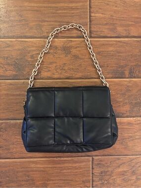 H&M Quilted Black Shoulder Bag with Gold Chain